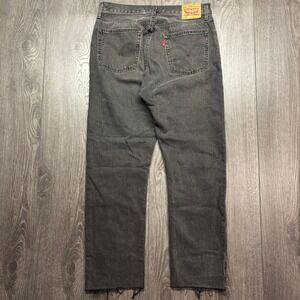 Levis 501 Original Fit Faded Black High Rise Straight Leg Raw Hem Jeans 32x28
